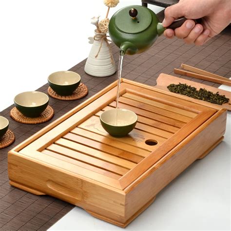 Bamboo Kongfu Tea Table Serving Tray Chinese Wooden Tea Tray Tea Set ...