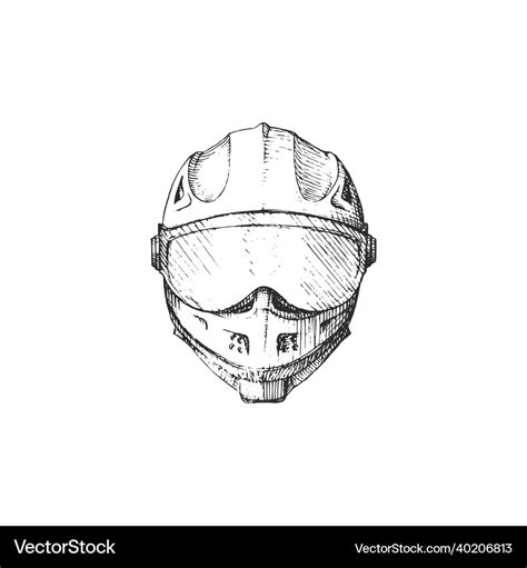 Motorcycle helmet drawing drawn sketch Royalty Free Vector