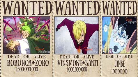 Bounty Of Zoro, Sanji, Nami, Robin, Ussop, Jinbe, Franky After Wano