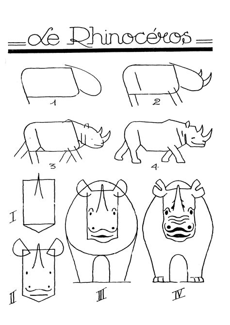 How to Draw Rhinoceros Easy Step by Step | Free Printable Puzzle Games