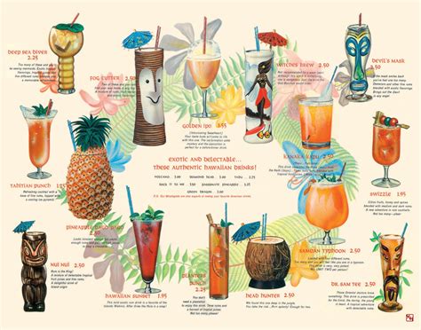 Vintage Hawaiian Tiki Drink Menu Print 11x14 - Etsy