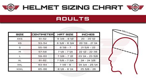 Youth Helmet Size Chart