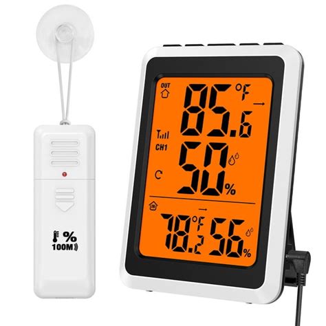 Brifit Indoor/Outdoor Digital Thermometer, Wireless Hydrometer, USB Rechargeable for Home ...