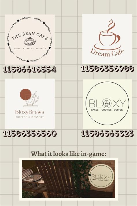 roblox bloxburg cafe coffee shop logo sign decals | Bloxburg decal codes, Bloxburg decals codes ...