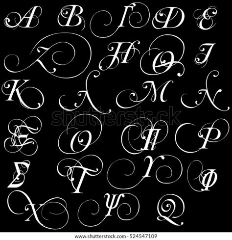 Set Vector Greek Calligraphic Alphabet Letters Stock Vector (Royalty ...