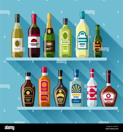 Alcohol drinks background design. Bottles for restaurants and bars ...