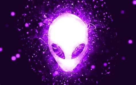 Alienware violet logo, , violet neon lights, creative, violet abstract ...