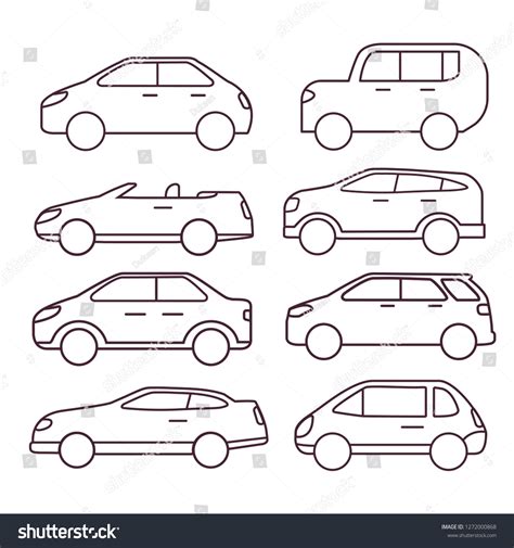 Side View Outline Car Isolated On Stock Vector (Royalty Free) 1272000868 | Shutterstock