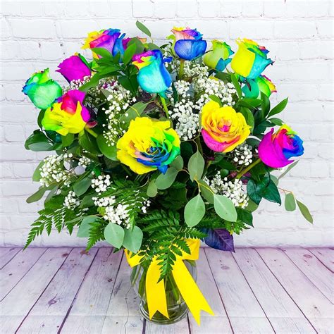 Rainbow roses bouquet | White Room Florist