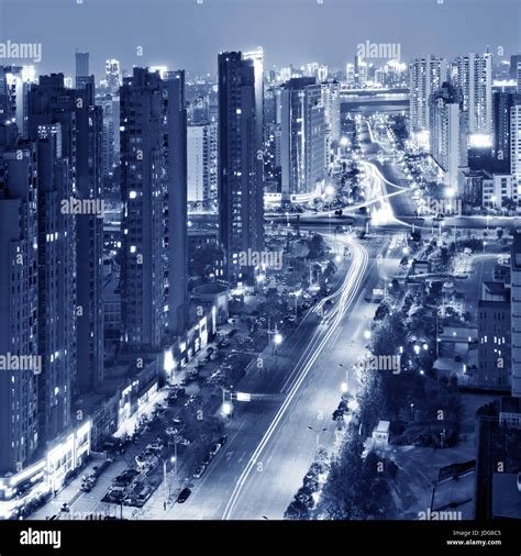 Aerial view of city night Stock Photo - Alamy