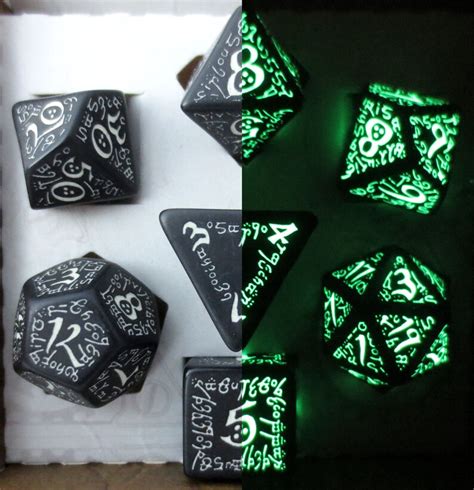 Elven Glow in the Dark DND Dice Set RPG Dice | Etsy