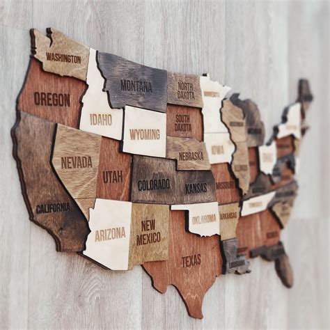 USA map, Wooden United State map, World map, Rustic Wall decor, Wood Home decor, Travel map ...