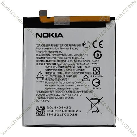 Nokia 6.1 Plus Battery 100% Original - HE342 3060mAh - Touch LCD Baba