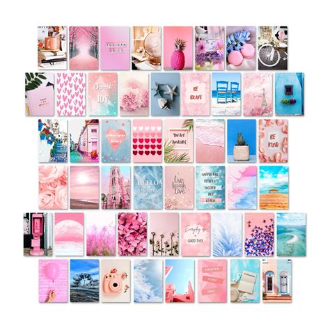 Buy Koozto Wall Collage Kit, 50pcs 4x6 inches Pink and Blue Photo Prints, Cute Aesthetic ...