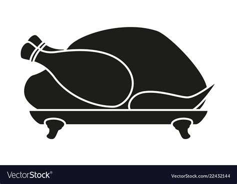 Black and white roast turkey silhouette Royalty Free Vector