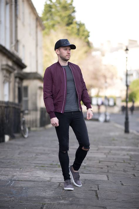 Calvin Klein Baseball Cap And Burgundy Bomber Jacket Outfit - Your ...