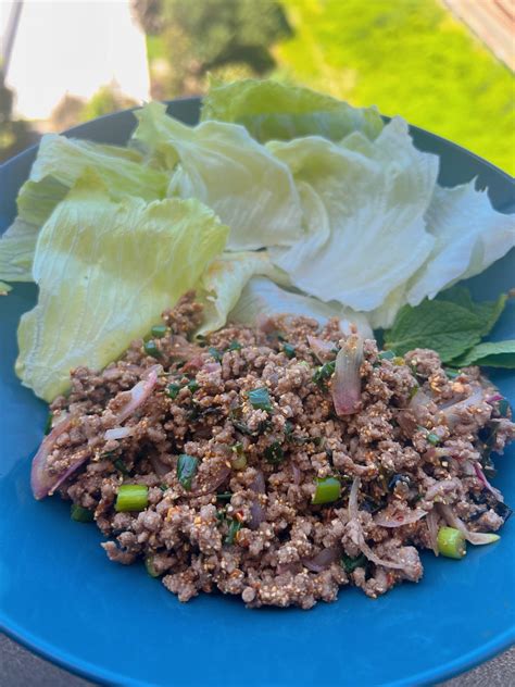 [Homemade] Larb (Thai beef salad) : r/food