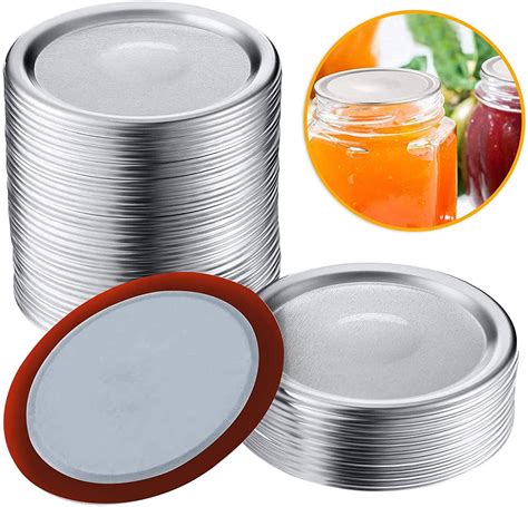 Canning Lids, 24/48/72pcs Wide Mouth Mason Jar Lids, Split-type Jar Lids Reusable Leak Proof And ...