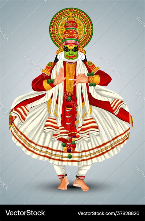 Kerala traditional folk dance kathakali full size Vector Image