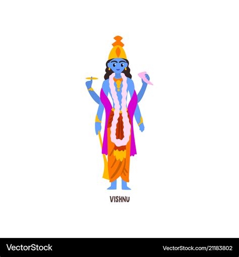 Vishnu indian god cartoon character Royalty Free Vector