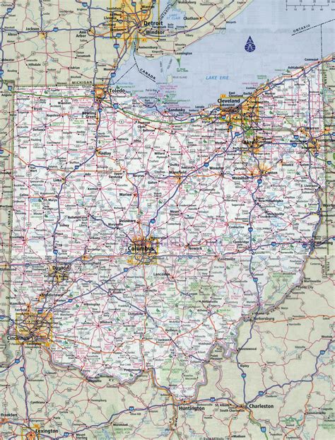 Large detailed roads and highways map of Ohio state with all cities | Ohio state | USA | Maps of ...