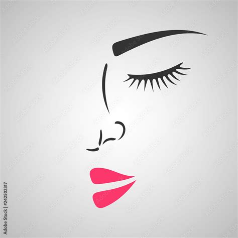 Beautiful woman sad face silhouette with pink lips sketch. Girl power drawing. Hand-drawn vector ...