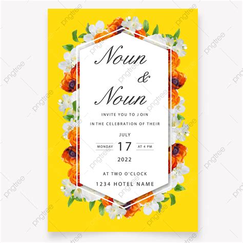 Wedding Invitation With Yellow Flowers Template Download on Pngtree