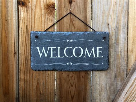 Outdoor Welcome Sign Slate Welcome Sign Outdoor Sign - Etsy