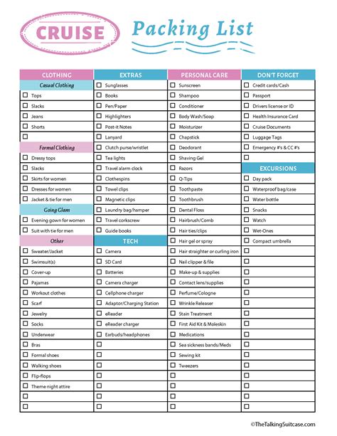 20 Things to Pack for a Cruise: Plus Printable Packing List for Cruise