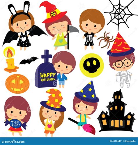 Halloween Kids Clip Art Set Cartoon Vector | CartoonDealer.com #45186461