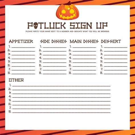 Printable Halloween Potluck Sign Up Sheet Halloween Word Search ...