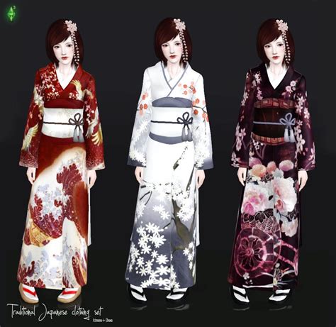 Mod The Sims - UPDATED/Traditional Japanese clothing set | Japanese ...