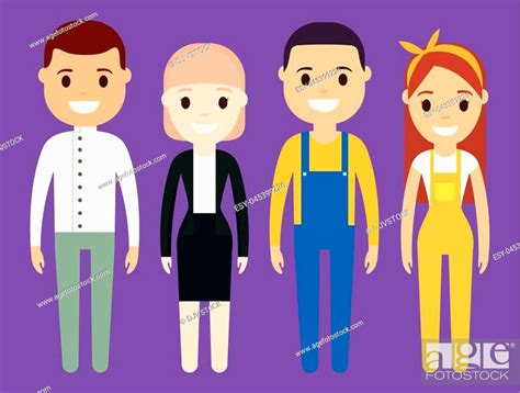 cartoon People with different professions icon over purple background ...