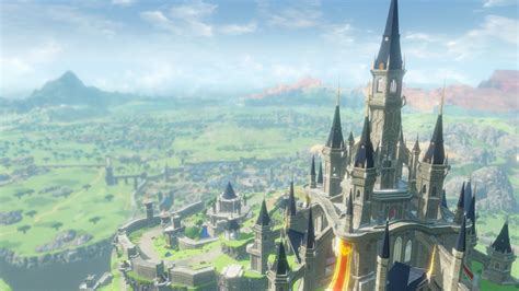 The view of Hyrule Castle and Castle Town. Also the Great Plateau seems to have not risen yet ...