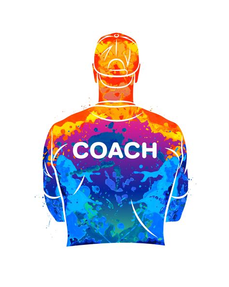 Abstract sports coach stands with his back in a T-shirt and baseball cap. Background for sports ...