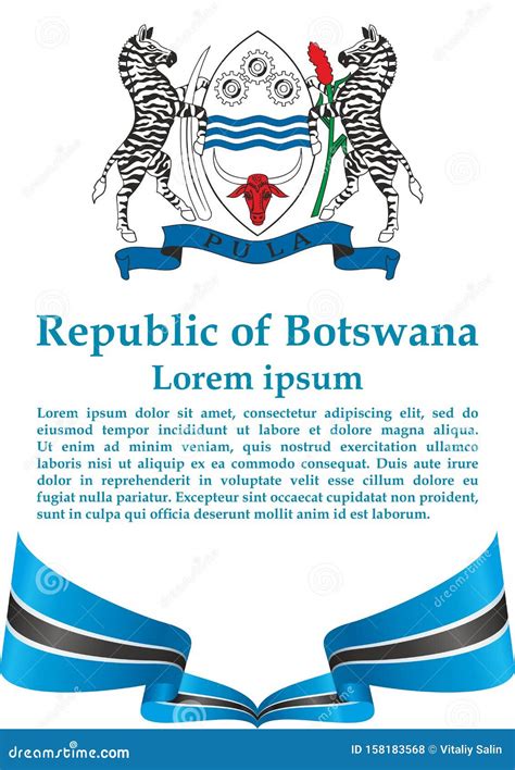 Flag of Botswana, Republic of Botswana. Template for Award Design, an Official Document with the ...