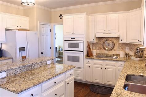 Pin by Wanda Williams on Kitchen Inspiration | Beige kitchen, Beige kitchen cabinets, Granite ...