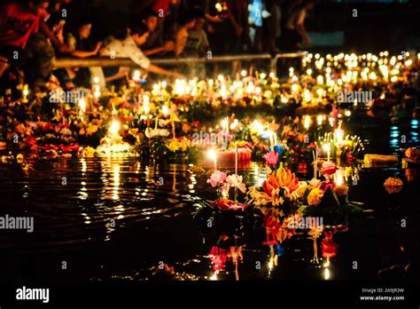 BANGKOK THAILAND - NOVEMBER 11 : Loy Krathong festival, Night shot of ...