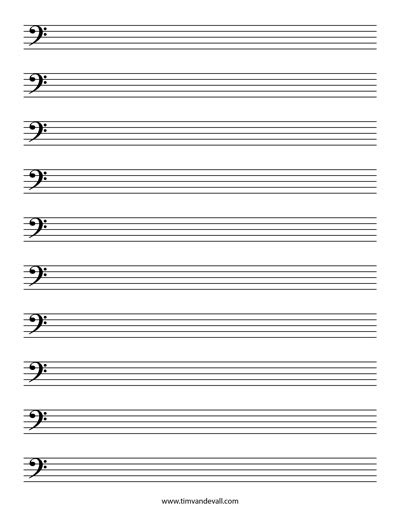 Bass Clef Blank Sheet Music Printable