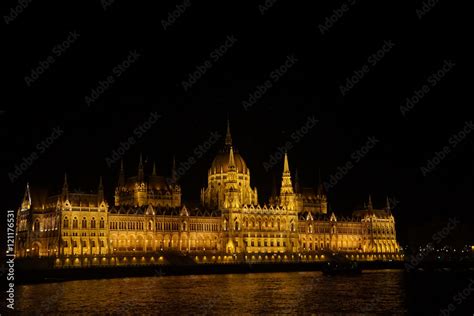 Hungarian parliament building at night Stock Photo | Adobe Stock