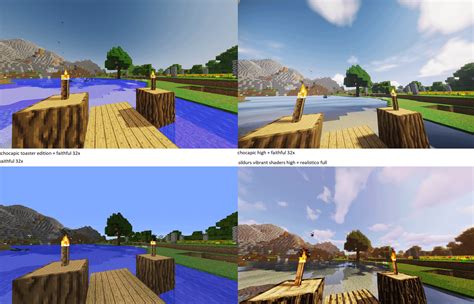 comparison of various shaders and resource pack's. : Minecraft