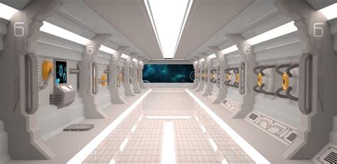 Futuristic Design Spaceship Interior With Metal Floor And Light Panels Editorial Stock Photo ...