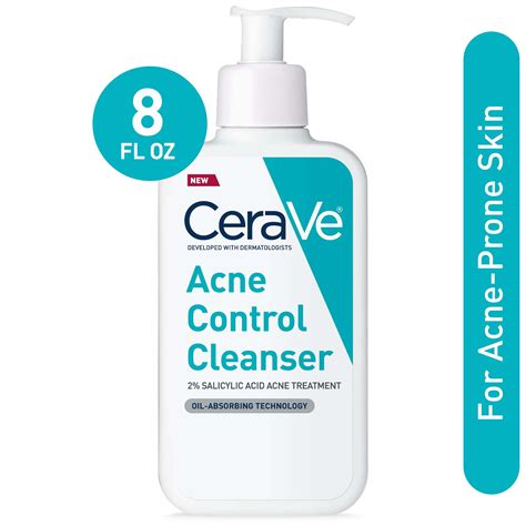 CeraVe Acne Face Wash, Acne Cleanser with Salicylic Acid and Purifying ...