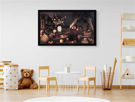 Caravaggio Still Life With Flowers And Fruit classic art print on canvas