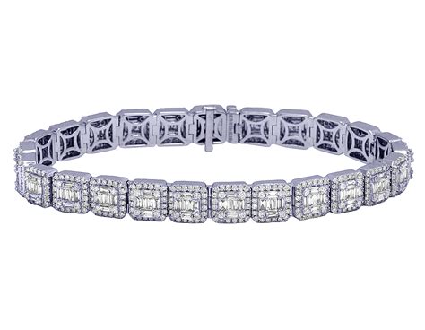 Baguette Diamond Designer Bracelet Unisex 14K White Gold 8.5MM 7 6/7 CT | eBay