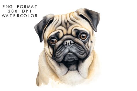 Watercolor Pug Dog Clipart Graphic by WatercolorByKr · Creative Fabrica