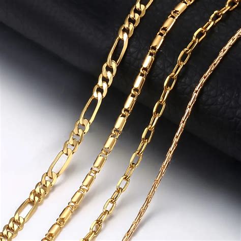 Women's Necklace Gold Box Rolo Figaro Link Chain Necklaces For Women Gifts Fashion Woman Jewelry ...