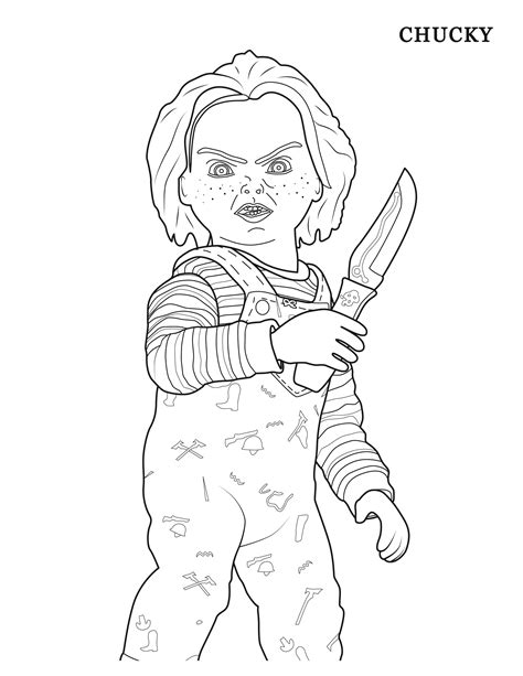 Spooky Chucky Coloring Pages Pdf To Print - Coloringfolder.com