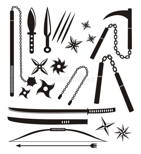 Ninja weapon sets stock vector. Illustration of fukiya - 32239871