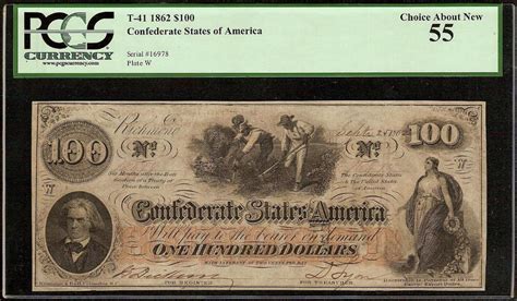 1862 $100 DOLLAR BILL CONFEDERATE STATES CURRENCY HOER NOTE PAPER MONEY T41 PCGS | #1847040013